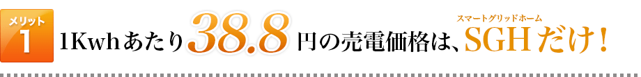 全ての物件の売電価格が、1Kwhあたり38.8円